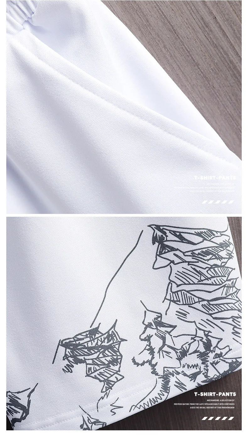 Summer white Astarya Tracksuit ( Tshirt + short)